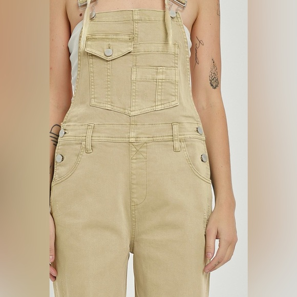 RDP5500 SAND Risen High Rise Distressed Straight Overalls - Picture 4 of 4